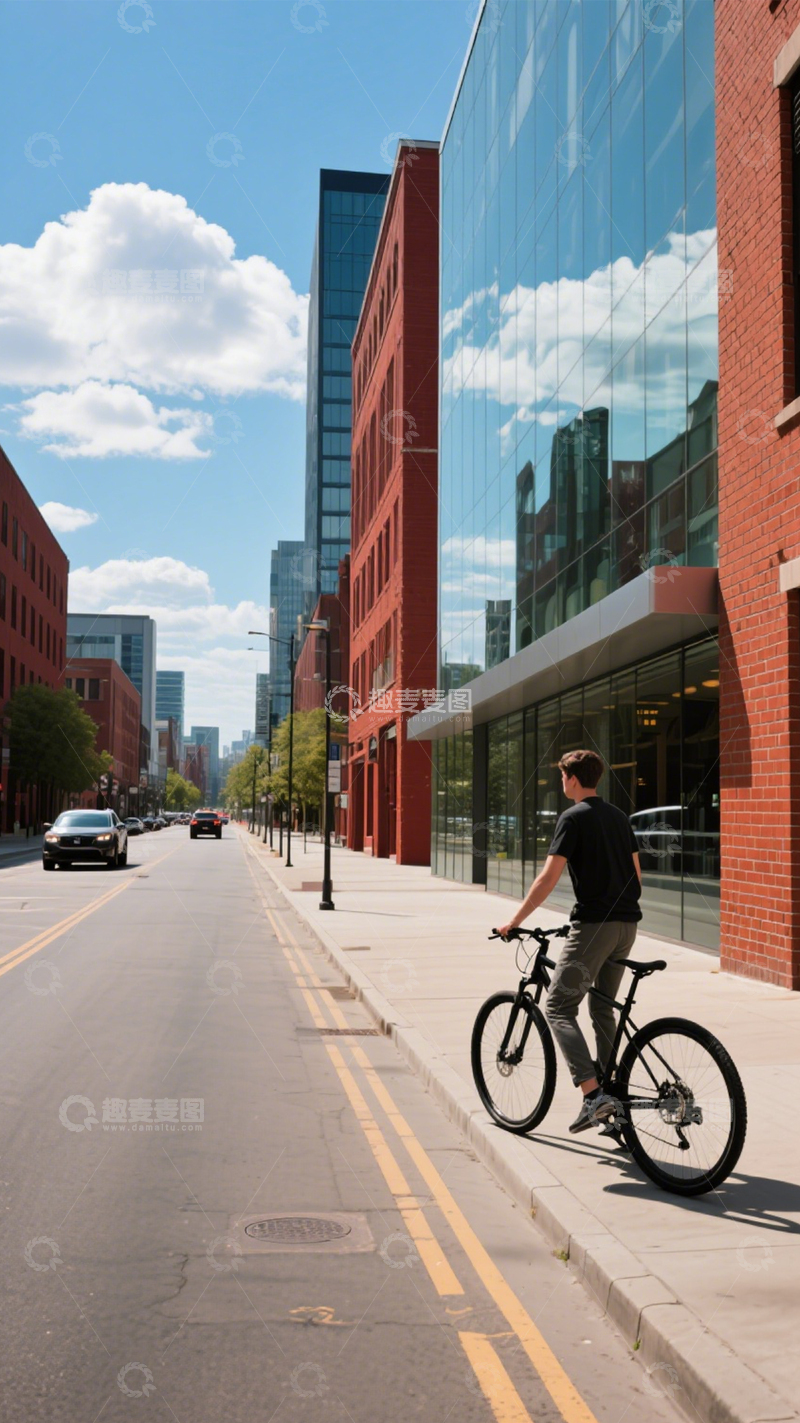 高清大图下载【趣麦麦图】城市骑行的生活节奏