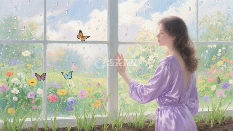 高清大图下载【趣麦麦图】窗前四季的少女遐想2