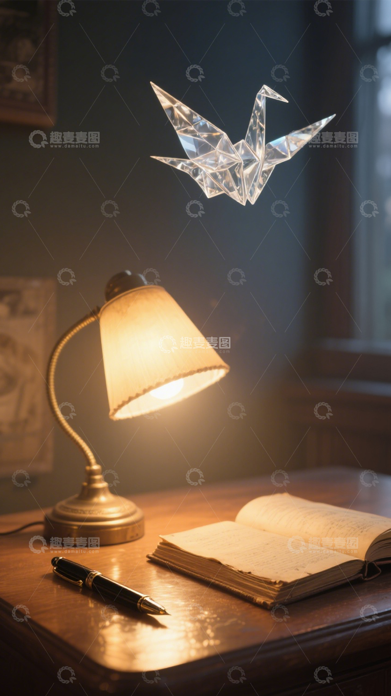 高清大图下载【趣麦麦图】水晶千纸鹤的静谧夜1