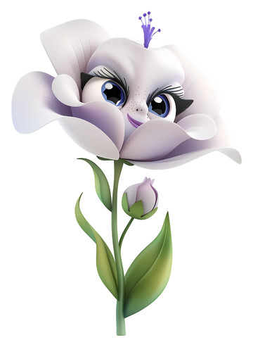 可爱的带大眼睛的花朵3D插画png素材