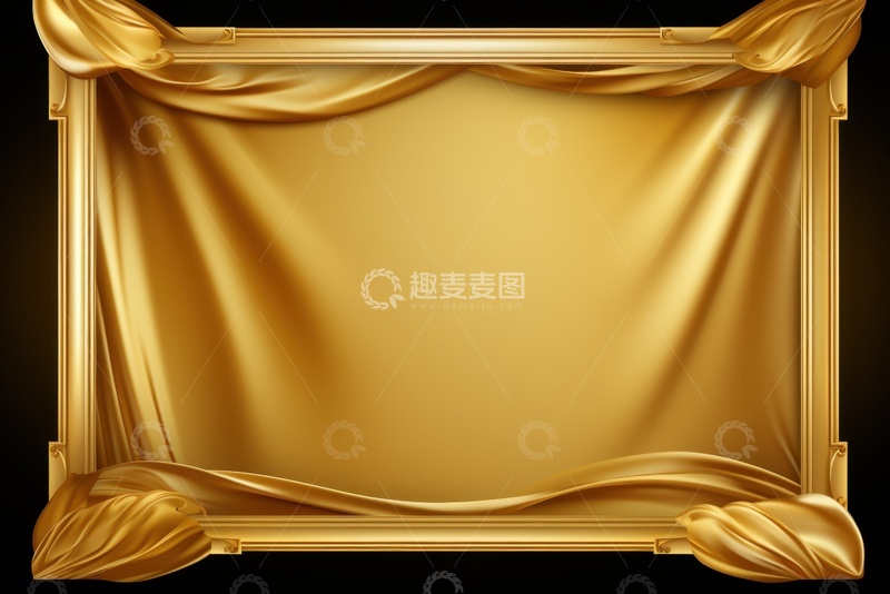 高清大图下载【趣麦麦图】金色丝绸边框背景