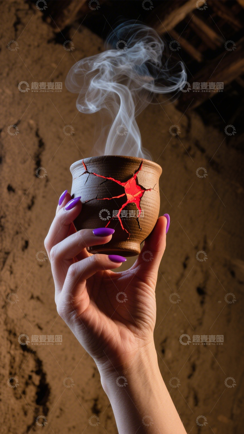 高清大图下载【趣麦麦图】裂纹陶杯的修复艺术1