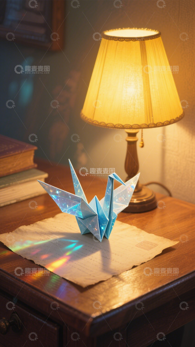 高清大图下载【趣麦麦图】水晶千纸鹤的静谧夜2