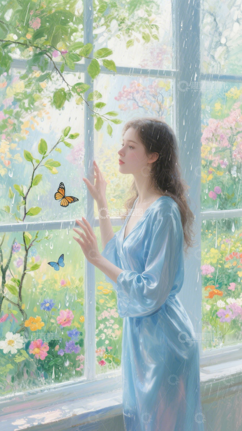 高清大图下载【趣麦麦图】窗前四季的少女遐想3