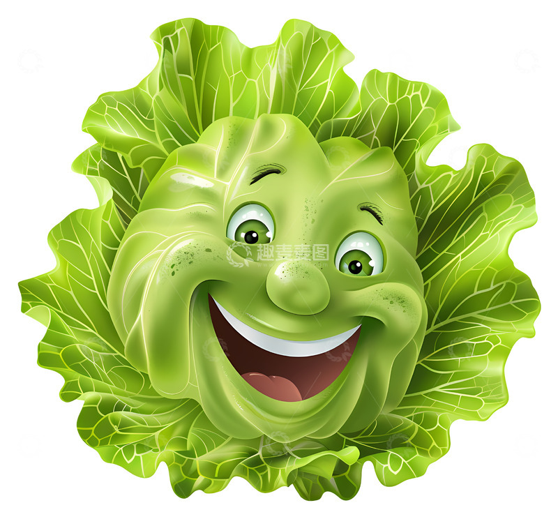 高清大图下载【趣麦麦图】快乐的卷心菜插画3D插画png素材1