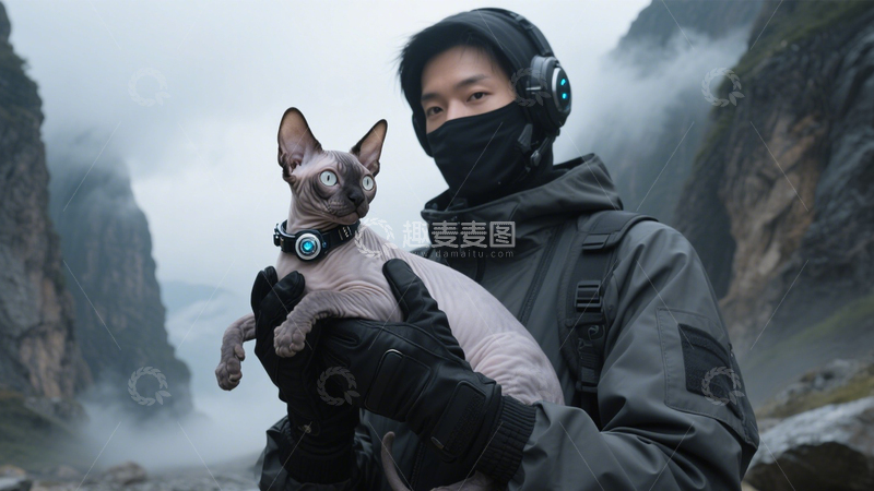 高清大图下载【趣麦麦图】酷帅与猫的户外陪伴3