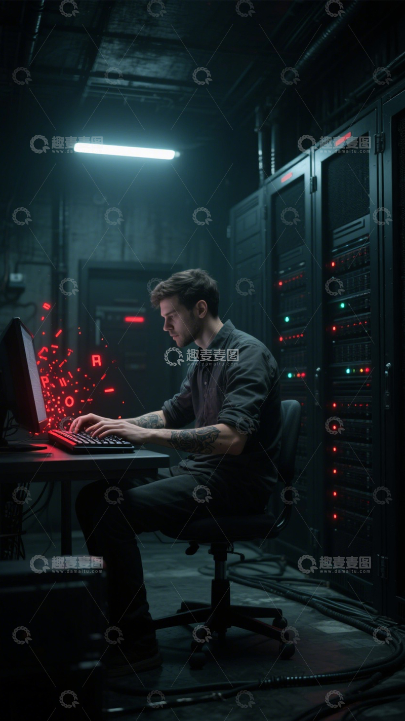 高清大图下载【趣麦麦图】科技编程的霓虹代码3