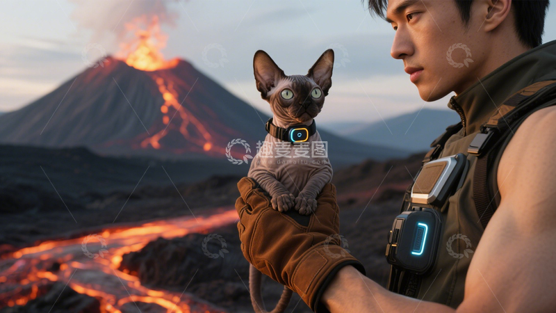 高清大图下载【趣麦麦图】酷帅与猫的户外陪伴1