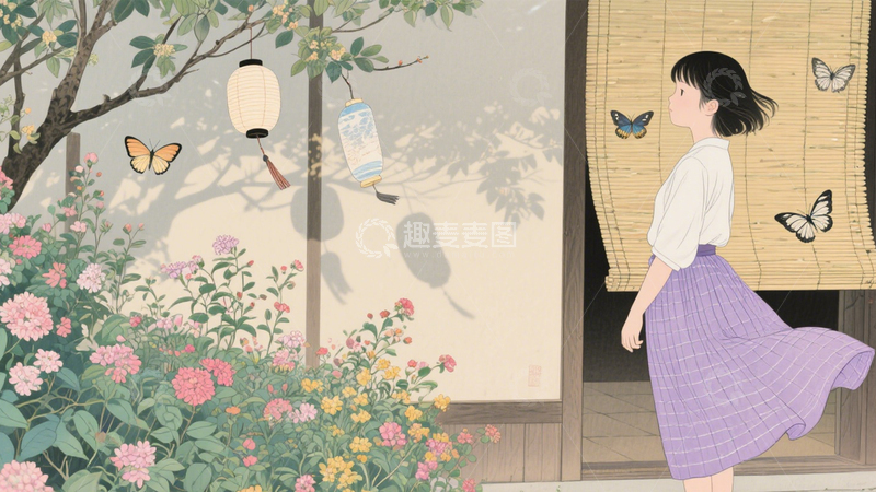 高清大图下载【趣麦麦图】日式庭院的和风漫步