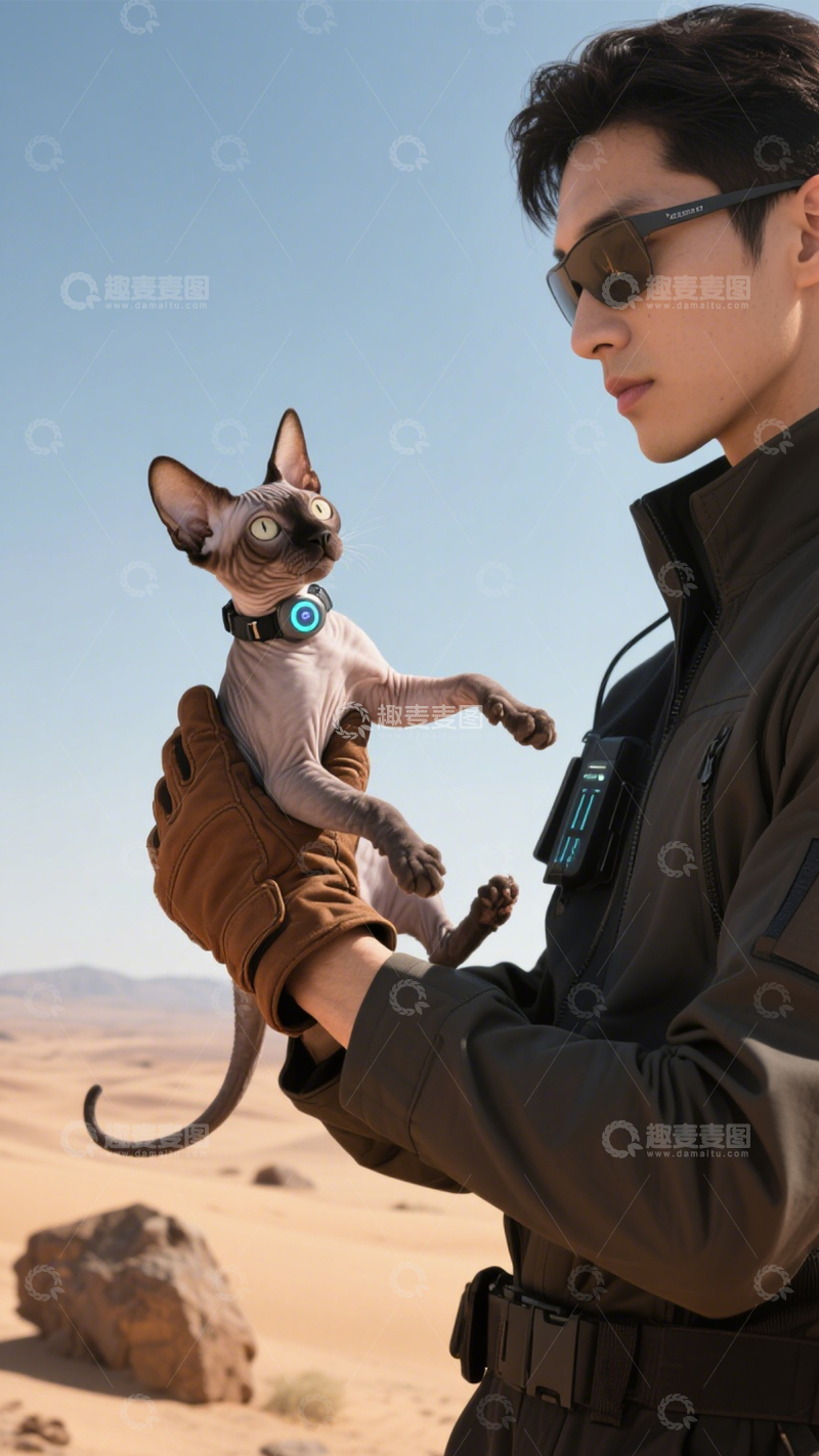 高清大图下载【趣麦麦图】酷帅与猫的户外陪伴