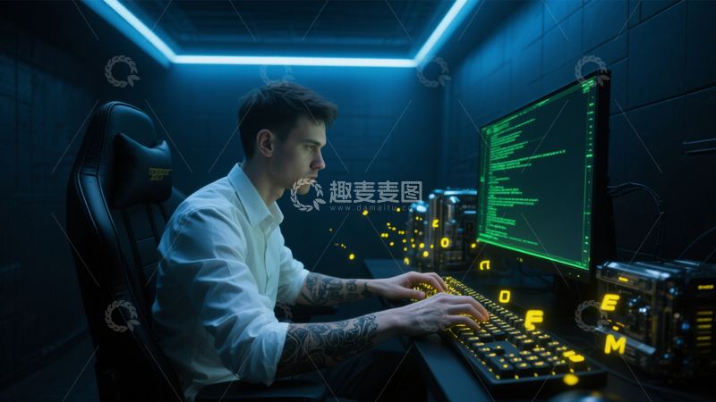 高清大图下载【趣麦麦图】科技编程的霓虹代码2