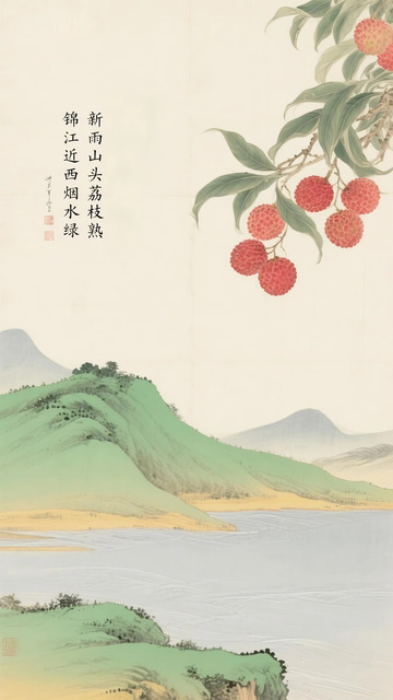 荔枝主题古风画