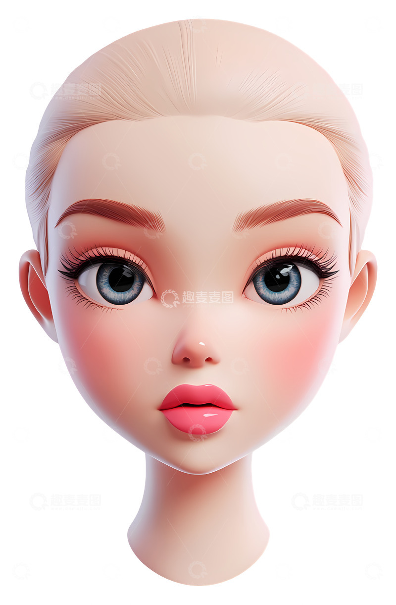 高清大图下载【趣麦麦图】3D大眼睛女孩3D插画透明png素材