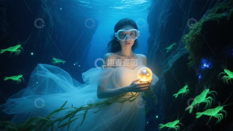 高清大图下载【趣麦麦图】水下秘境的发光漫游3