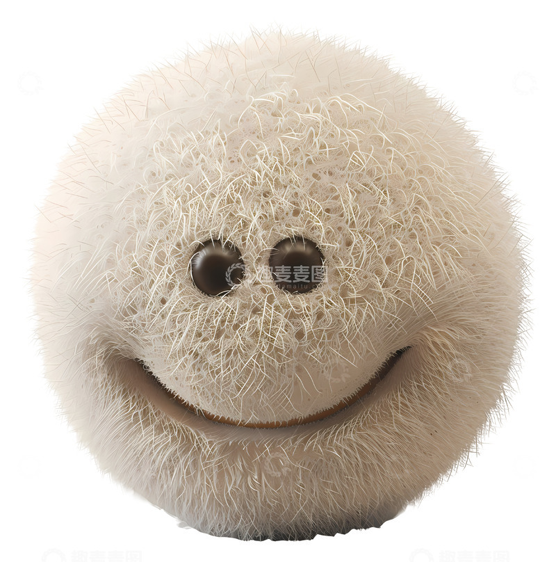 高清大图下载【趣麦麦图】毛茸茸的白色球3D插画透明png素材