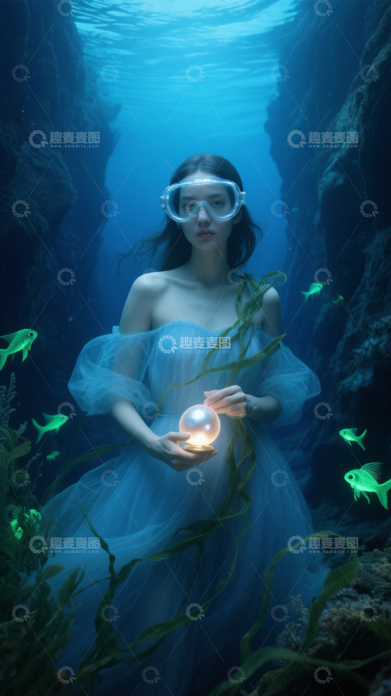 高清大图下载【趣麦麦图】水下秘境的发光漫游2