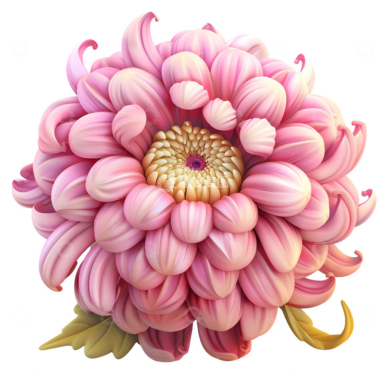 高清大图下载【趣麦麦图】粉色菊花插画3D插画免抠透明png素材