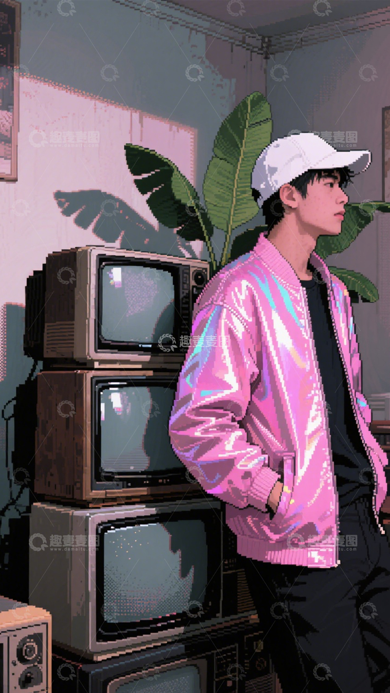 高清大图下载【趣麦麦图】复古赛博的未来空间1
