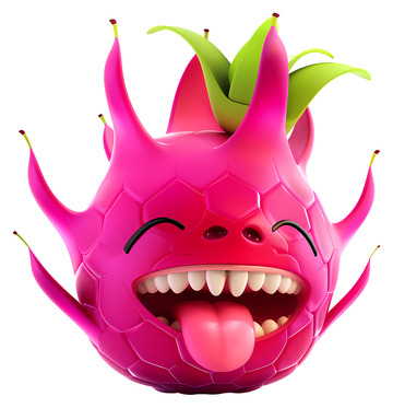 带微笑的滑稽动画火龙果3D插画png素材
