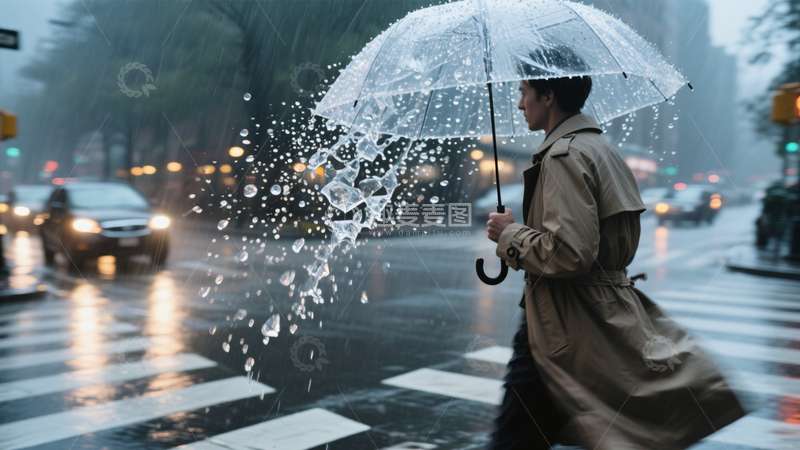 高清大图下载【趣麦麦图】雨中漫步的氛围感街道2