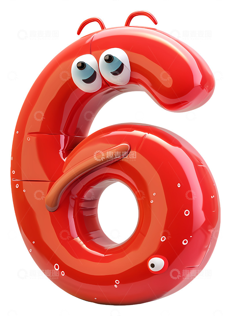 高清大图下载【趣麦麦图】活泼的红色数字63D插画透明png素材