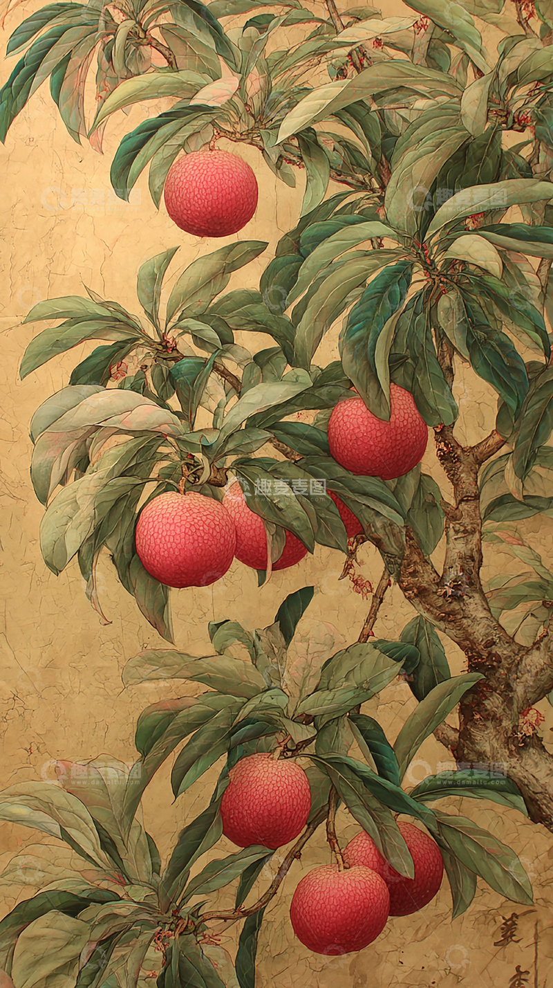 高清大图下载【趣麦麦图】古风荔枝果实图