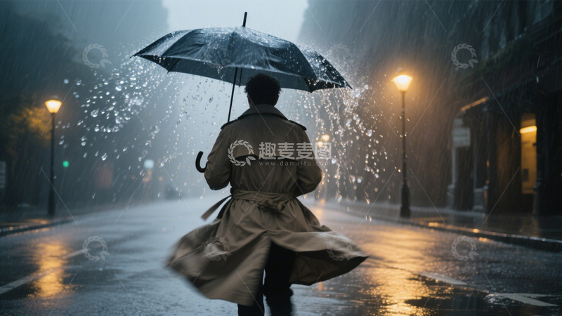 高清大图下载【趣麦麦图】雨中漫步的氛围感街道