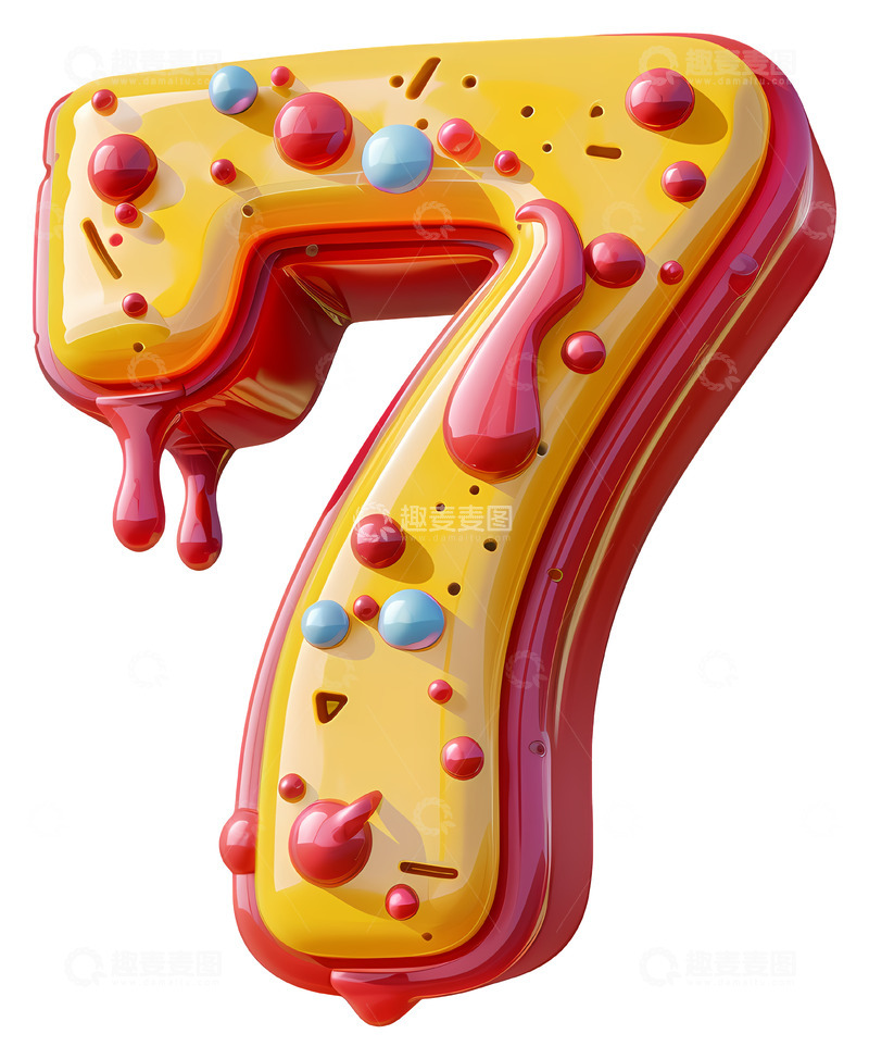 高清大图下载【趣麦麦图】色彩缤纷的数字73D插画透明png素材