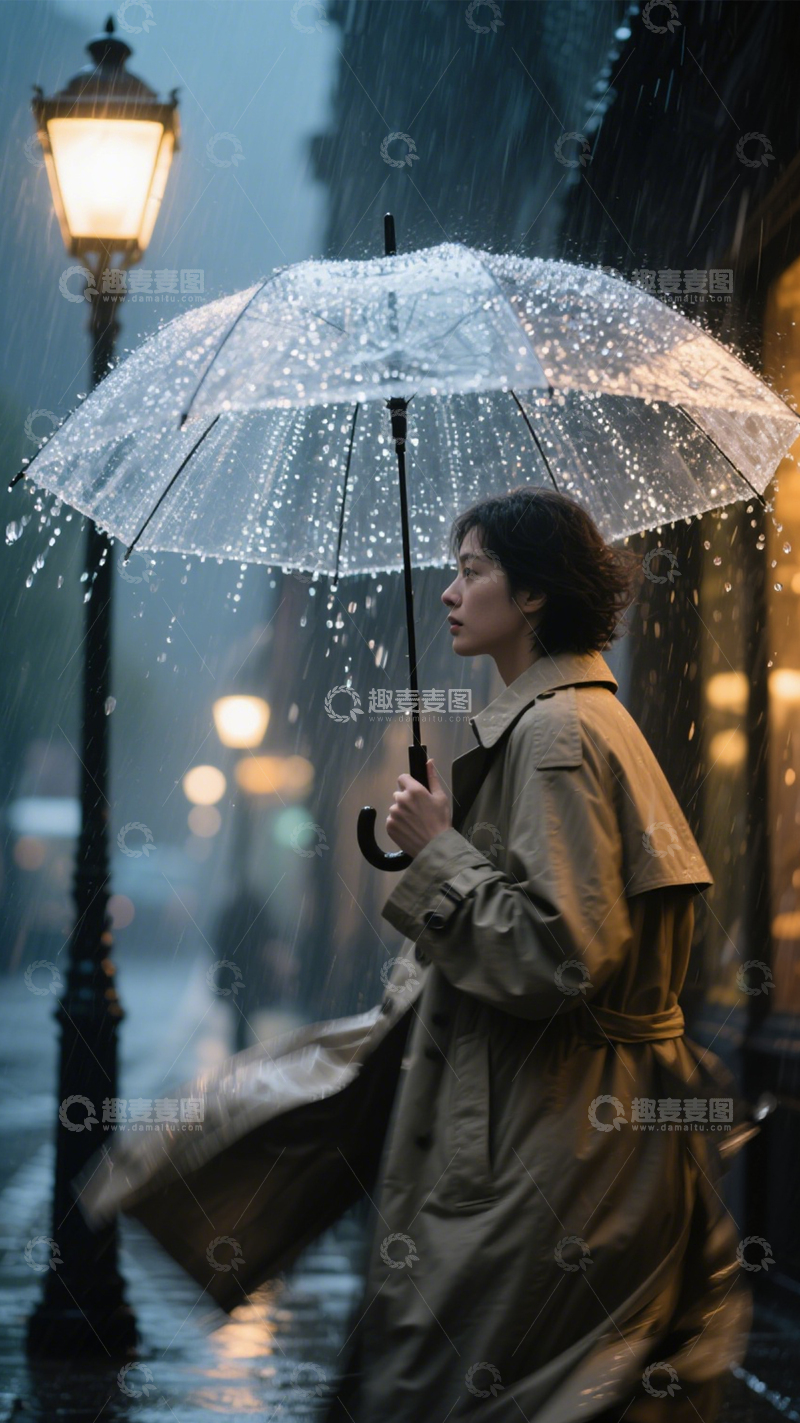 高清大图下载【趣麦麦图】雨中漫步的氛围感街道1