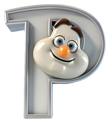 脸的字母P3D卡通插画免抠透明png素材