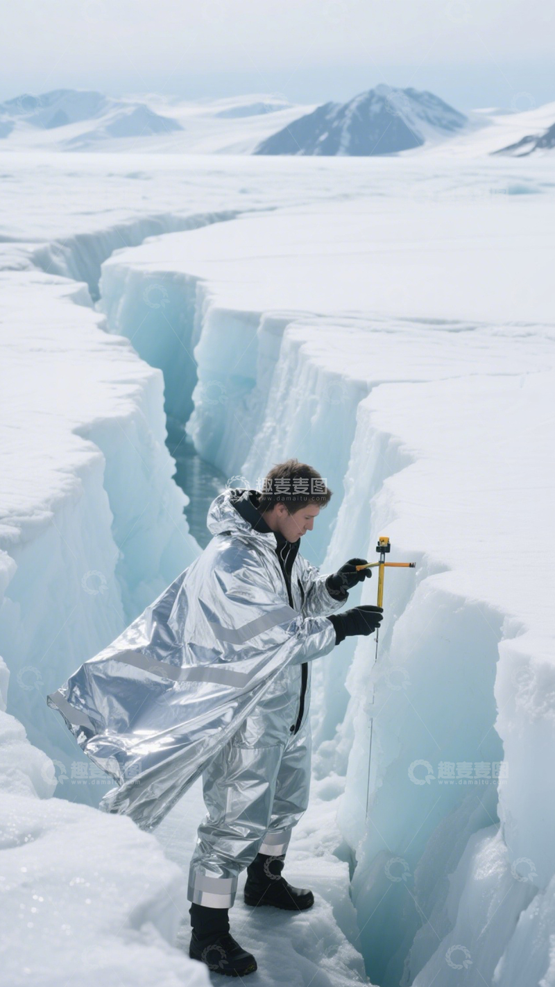 高清大图下载【趣麦麦图】极地探索的科研寒冷