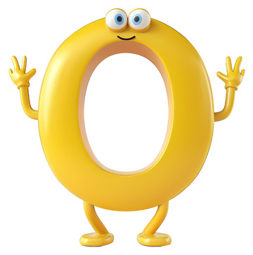 手和脚的字母O3D插画免抠透明png素材