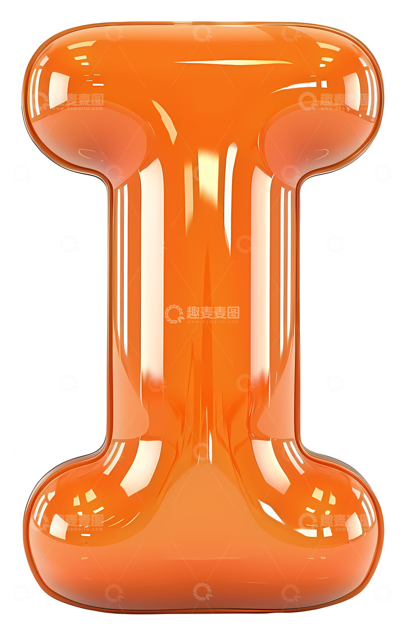 高清大图下载【趣麦麦图】闪亮的橙色字母I3D插画透明png素材