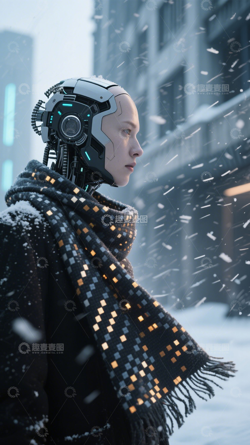 高清大图下载【趣麦麦图】赛博冬日的未来雪景1