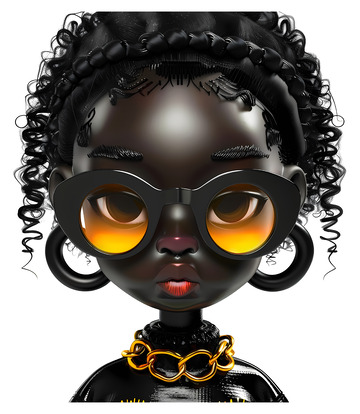 时尚的戴眼镜的3D女孩3D插画png素材