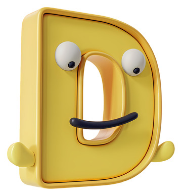 黄色字母D3D卡通插画免抠透明png素材