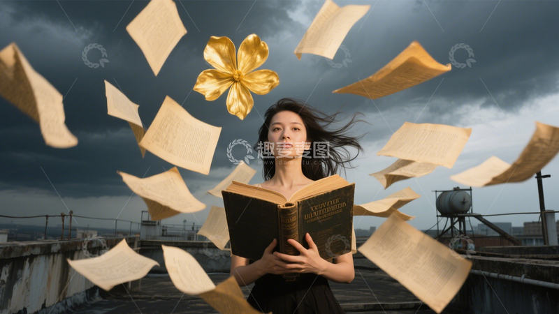 高清大图下载【趣麦麦图】天台书意的城市文艺