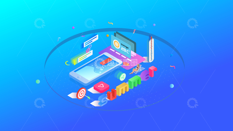 源文件下载【趣麦麦图】3D渲染科技办公场景互联网元素插画素材