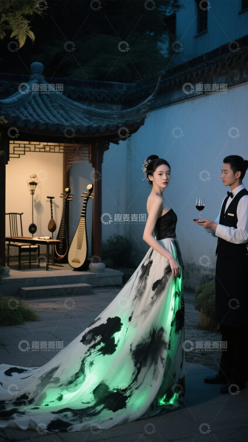 高清大图下载【趣麦麦图】国风晚宴的水墨优雅