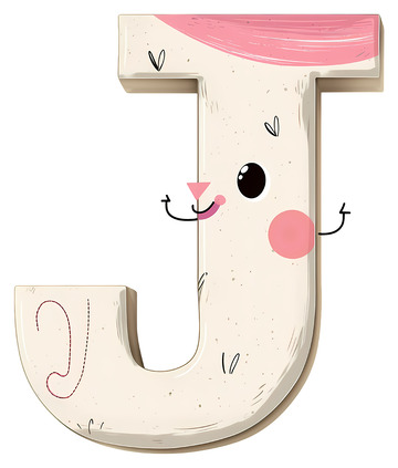 微笑的字母J3D插画免抠透明png素材