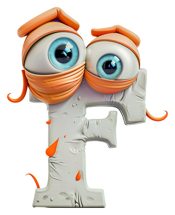 包扎的字母F角色3D插画透明png素材