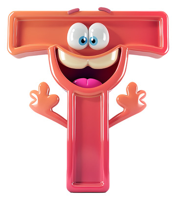 红色字母T角色3D插画免抠透明png素材