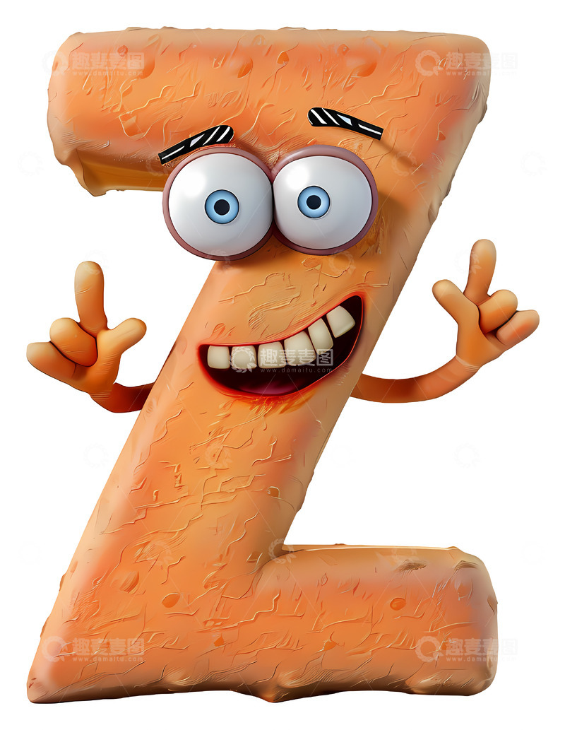 高清大图下载【趣麦麦图】橙色字母Z3D卡通插画免抠透明png素材