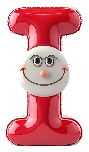 微笑的红色字母I3D插画透明png素材