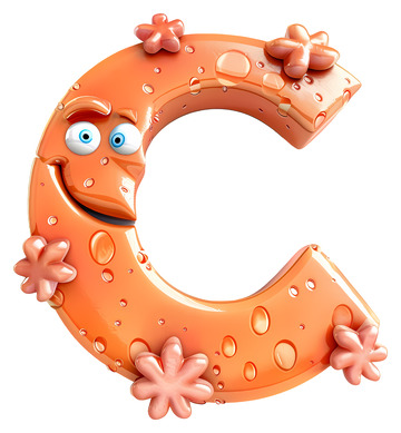 橙色字母C角色3D插画免抠透明png素材