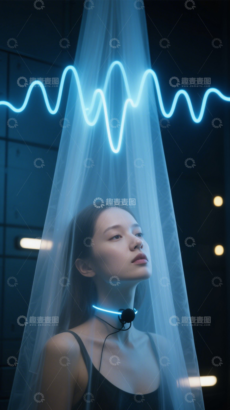 高清大图下载【趣麦麦图】音波艺术的科技霓虹2