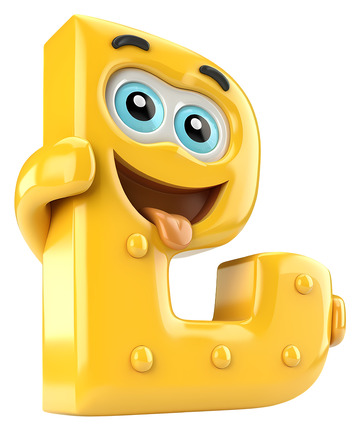 微笑的黄色字母B3D插画透明png素材