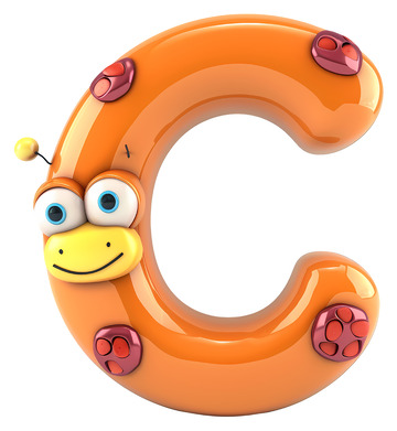 微笑的字母C3D插画免抠透明png素材