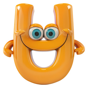 字母U3D卡通插画海报免抠透明png素材1