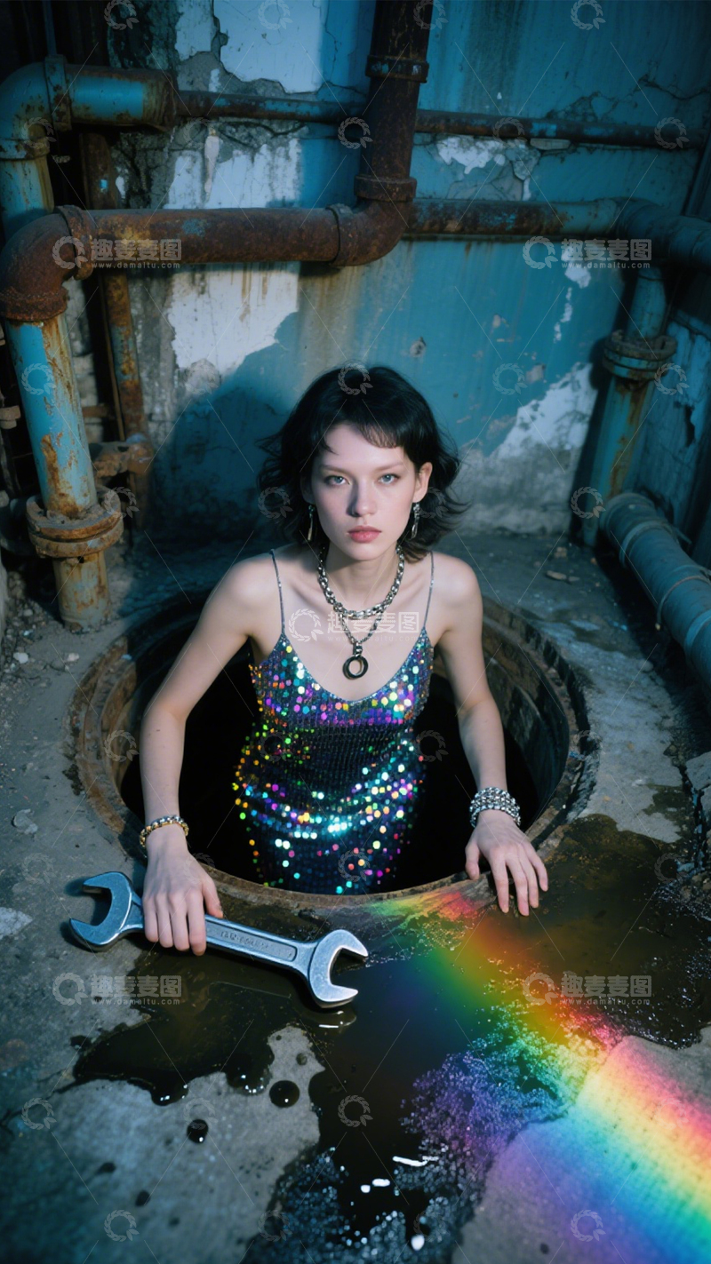 高清大图下载【趣麦麦图】彩虹工装的酷飒管道